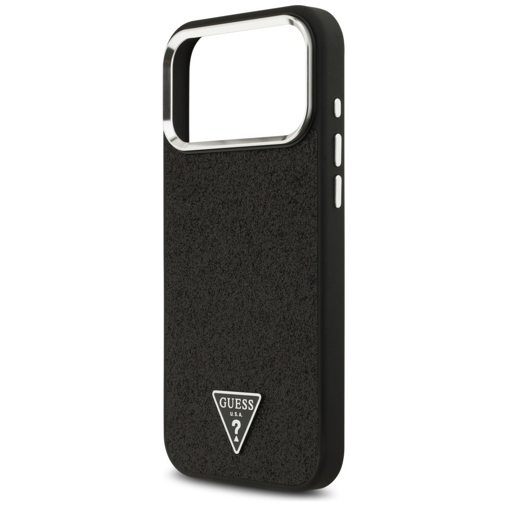 Etui Guess Glitter Triangle Logo MagSafe do iPhone 17 Pro Max czarny